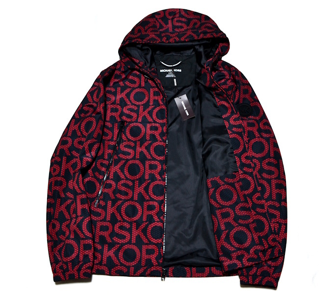 【新品】国内正規 MICHAEL KORS マイケルコース 高級フーデットブルゾン Lサイズ 総ロゴ柄ラグジュアリー 紙タグ付き 限定特価 9823