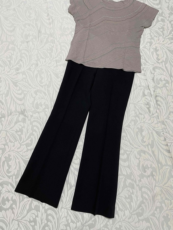 即落●美品【 ビースリー B3 B-Three 】美脚 パンツ ズボン ボトムス 黒 ブラック 30 (57-60) S M No. 770032