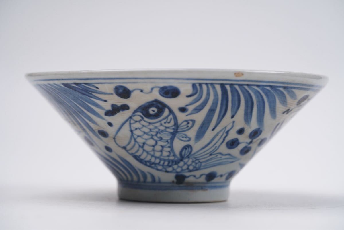 【萬古】中国古美術 明代 明朝期 青花 茶碗 古玩 骨董品 唐物 時代物 当時物 置物 