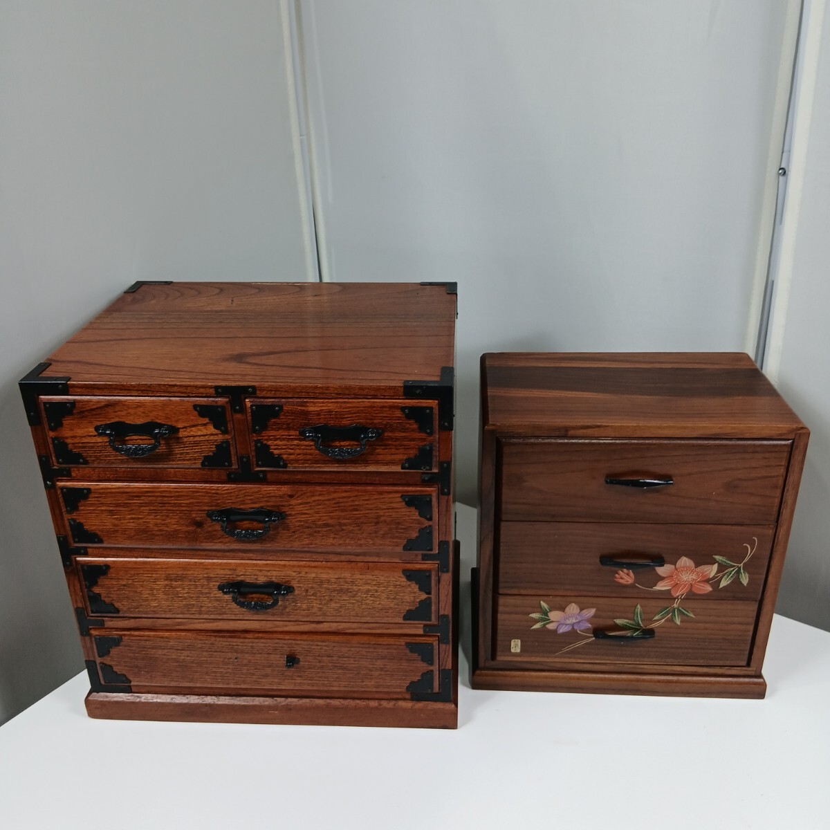#441 小箪笥 木製 小物入れ アンティーク 昭和レトロ インテリア/２点セット☆/ 和歌山県にて引き取り大歓迎
