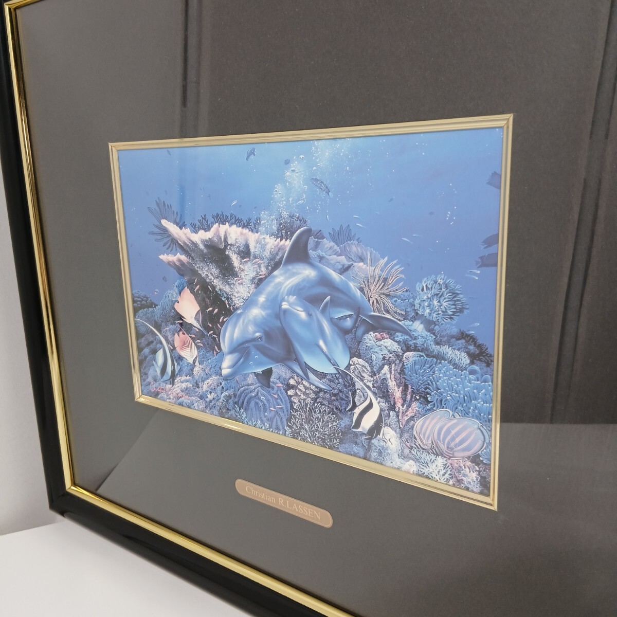 #753 クリスチャン・リース・ラッセン【マザーズラブ】 Christian R .LASSEN 絵画 額装 /和歌山県にて引き取り大歓迎