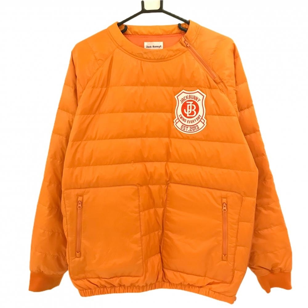 ジャックバニー ダウンブルゾン オレンジ ハーフジップ ワッペン ナイロン メンズ 6(XL) ゴルフウェア Jack Bunny