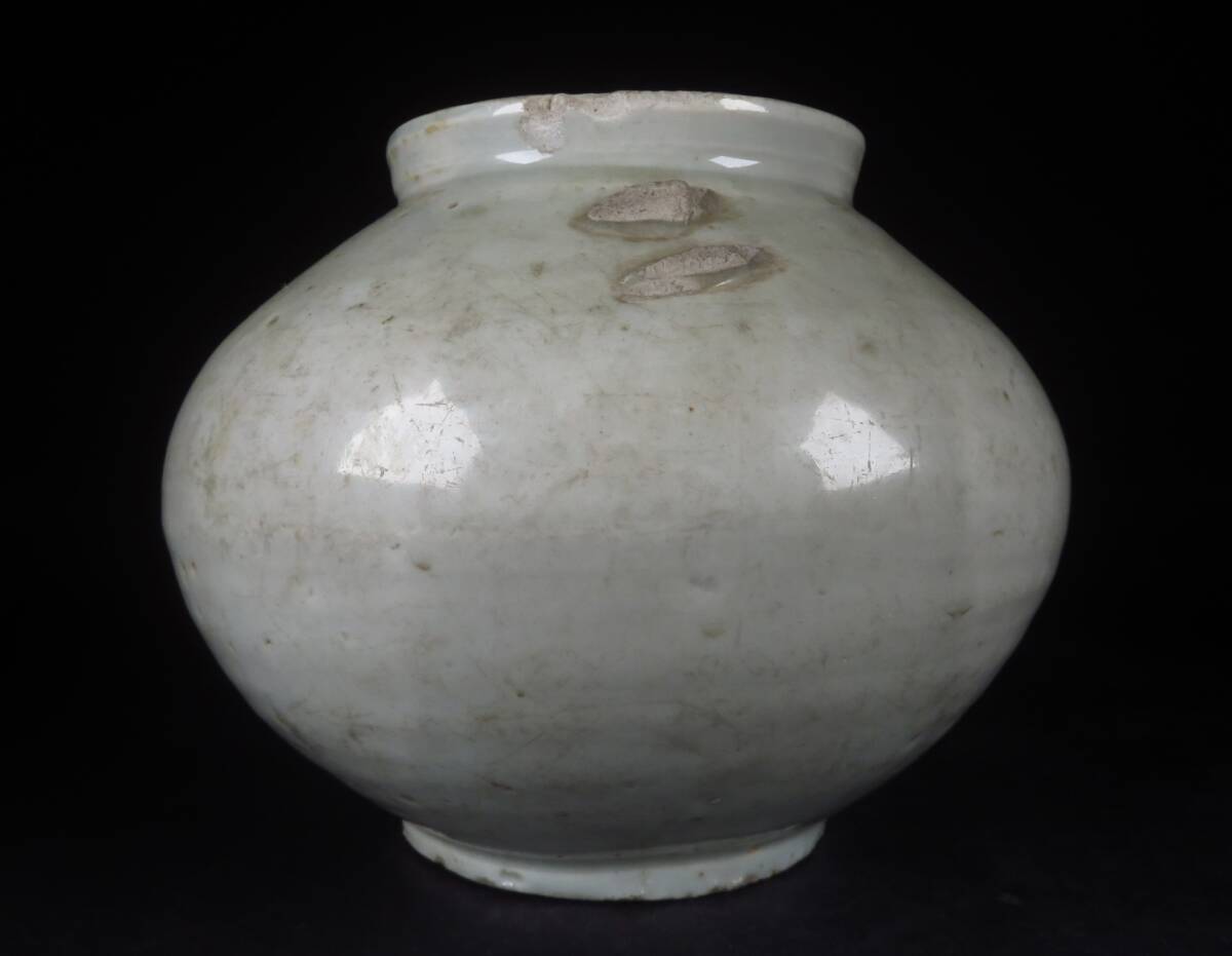 【SAKURAYA】コレクター委託品【李朝時代 白磁 壷】朝鮮古美術 朝鮮古陶磁 壺 花瓶 高麗 中国古玩 李朝 韓国 骨董品 古美術品 横幅18cm①