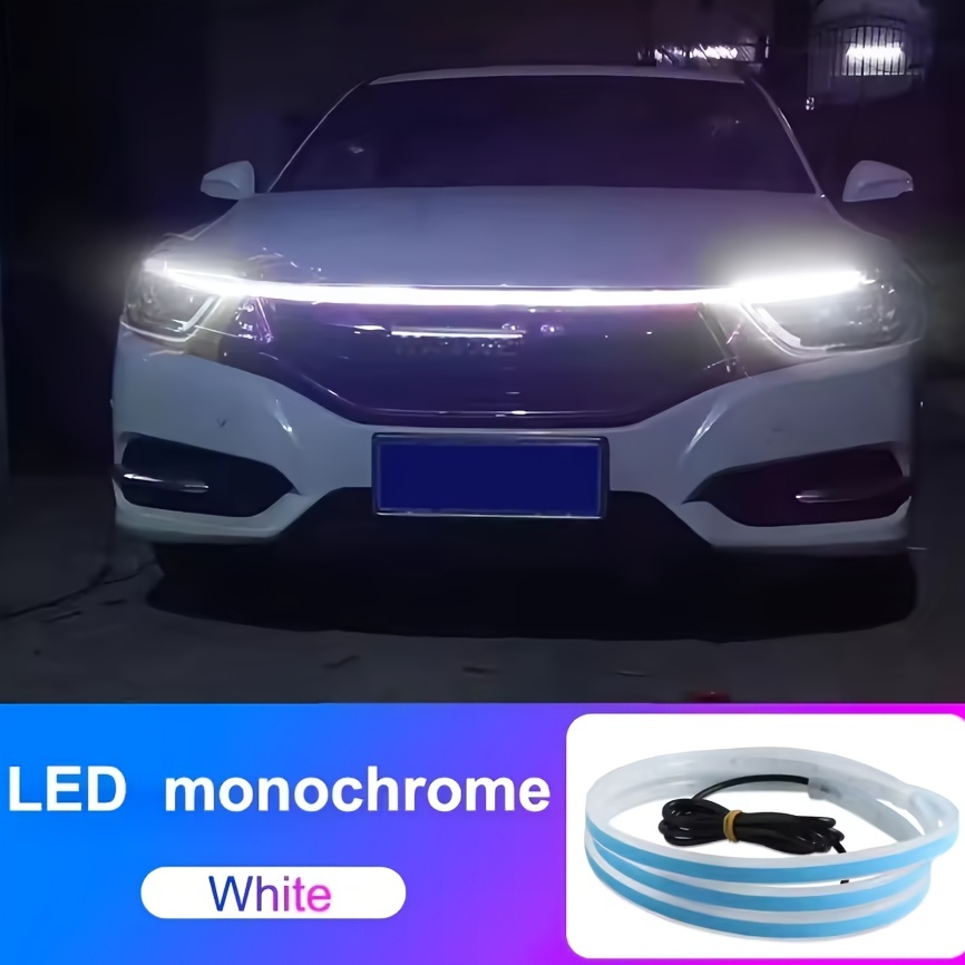 車用 LEDテープライト フードライト ボンネットライト 120cm ホワイト 白 12V 明るい カーライト おしゃれ 薄型 シリコン 汎用品 t9068