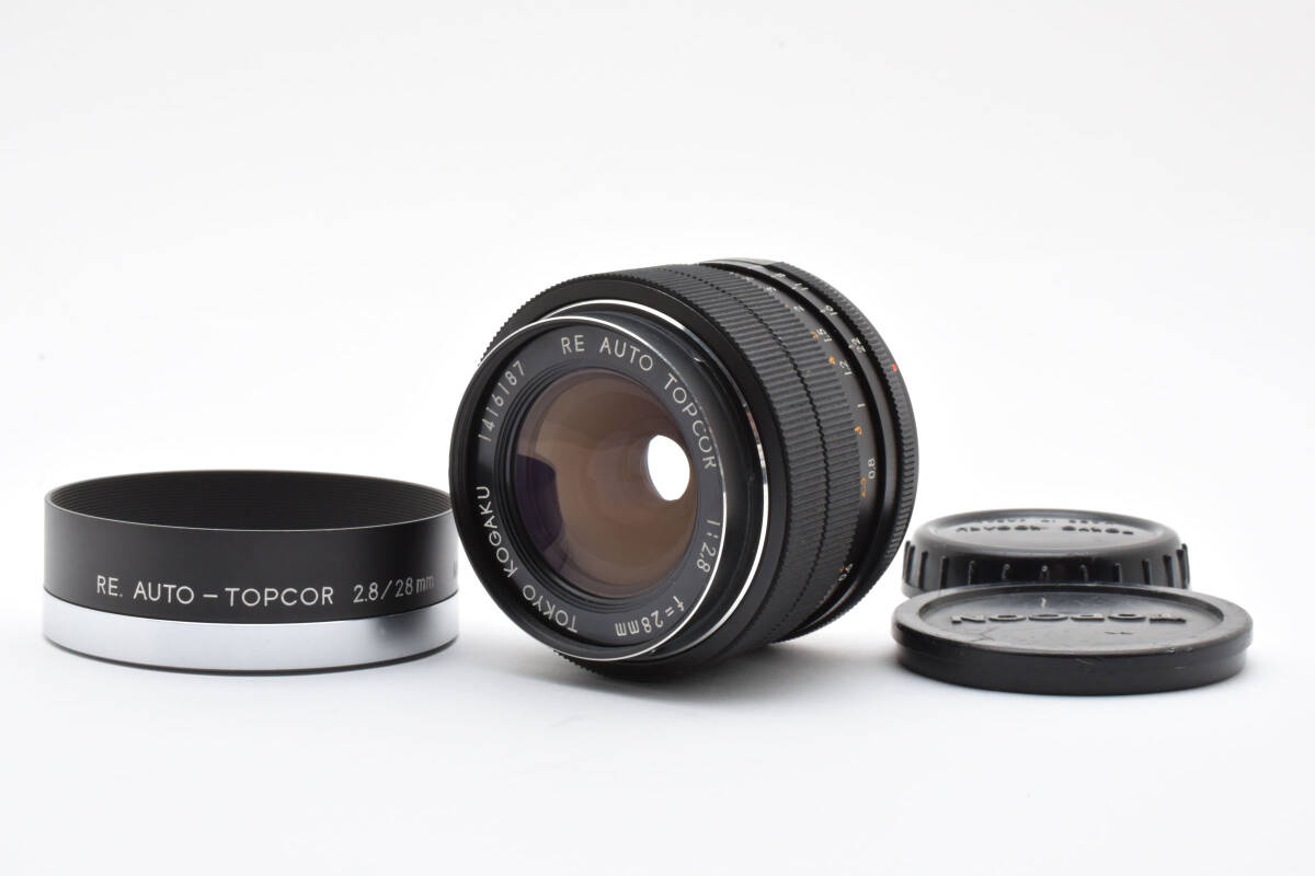 希少＊TOKYO KOGAKU RE AUTO-TOPCOR F2.8 28mm 東京光学 トプコン トプコール ブラック 純正キャップ フード付