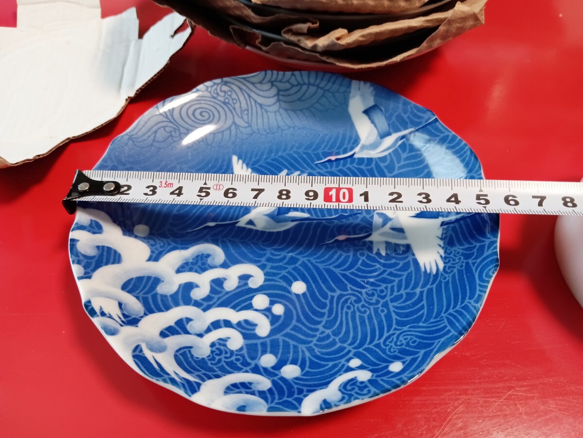 染付・皿16㌢5枚セット未使用