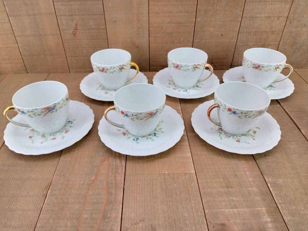 奇跡的に未使用品 仏リモージュ窯 ジョルジュ・ボワイエ カップ&ソーサー６客セット トリアノン 激レア 入手困難 B13435