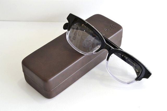 越前國　甚六作　跳ね上げ　セルロイド　ノー芯　オールセル　JN-073　メガネ　フレーム　ブラッククリア　新品未使用