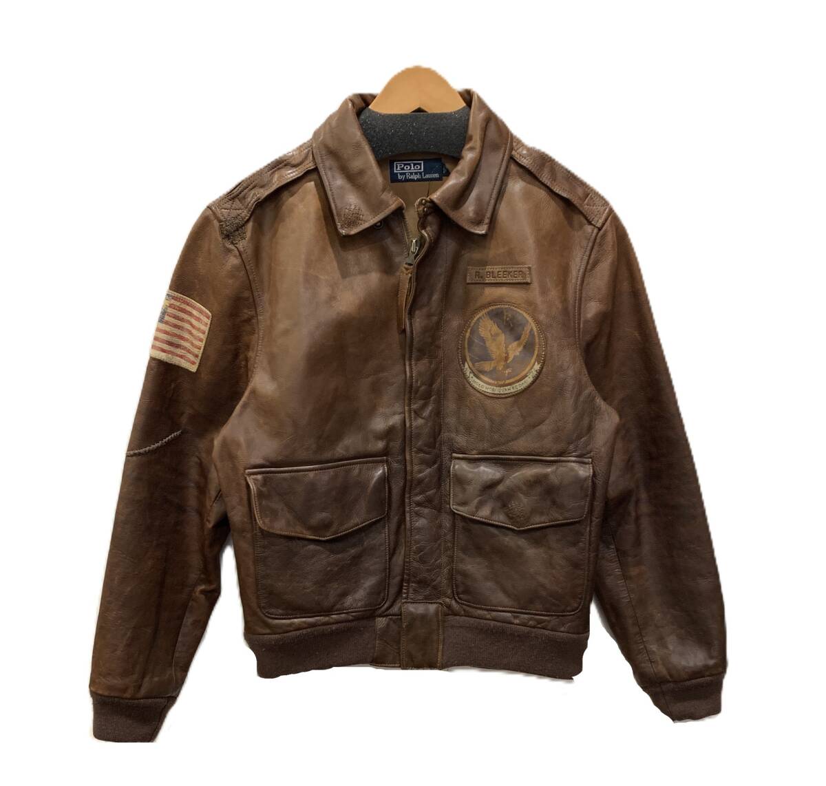 POLO　RALPH　LAUREN　ポロラルフローレン　JR-RL-HW3821　A-2　レザーフライトジャケット　レザージャケット　革ジャン　Mサイズ