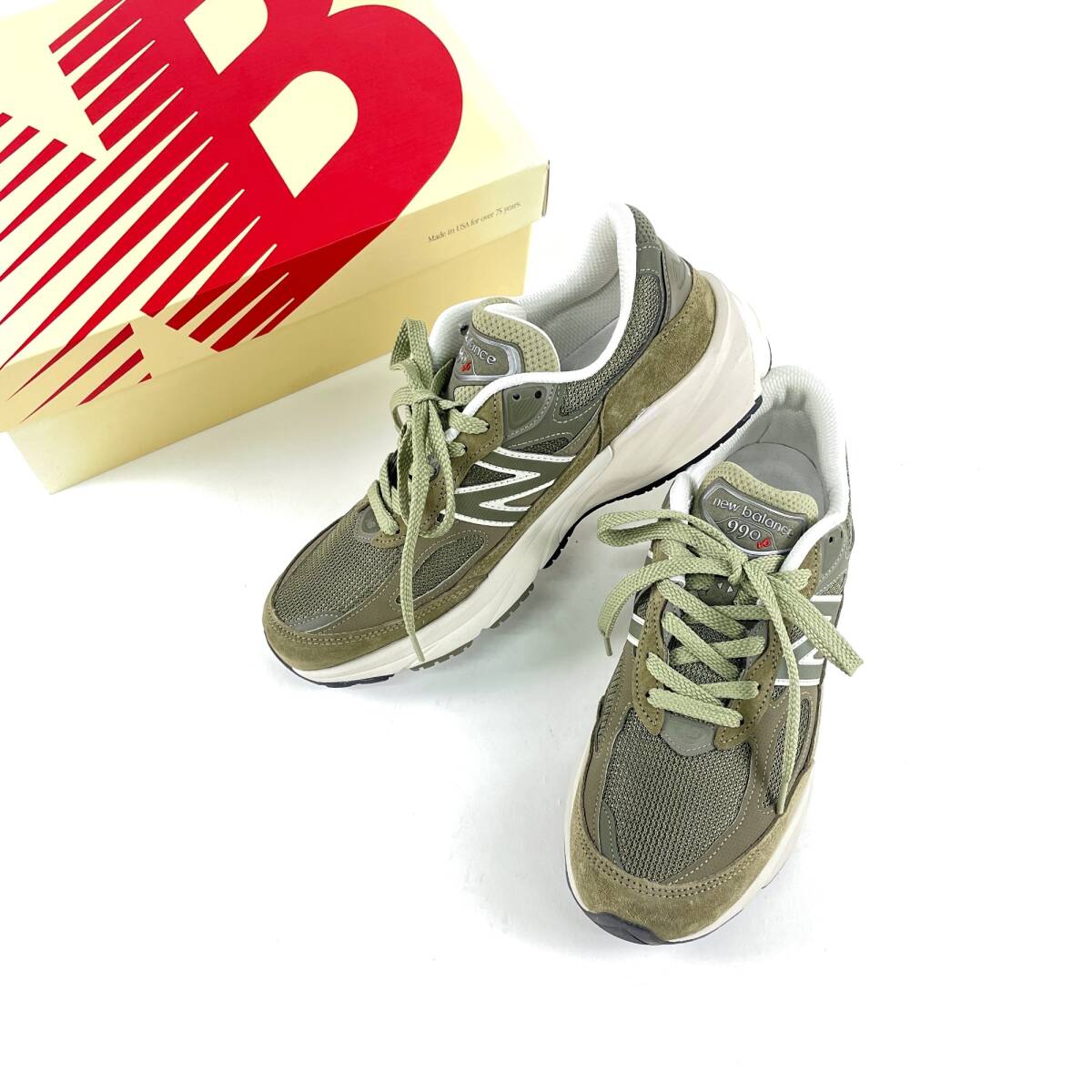NEW　BALANCE　ニューバランス　2023　U990TB6　スニーカー　28cm　USA製　990品番　カーキ　箱・替えシューレース付