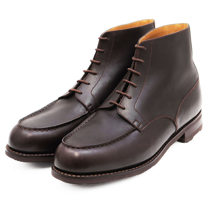 【新品同様】J.M.WESTON ジェイエムウエストン ゴルフブーツ ハイカット ダービー Uチップ モカシン レースアップ 袋付 メンズ 10 D 濃茶色