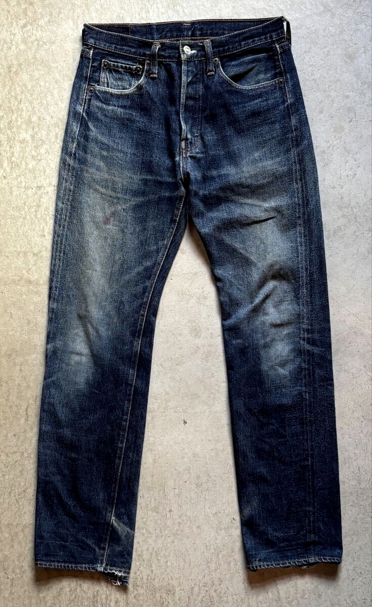 【90s】DENIME 旧ドゥニーム 501 BIGE デニムパンツ ジーンズ メンズ W32相当 インディゴ 色落ち 紙パッチ 赤耳 セルビッチ VINTAGE