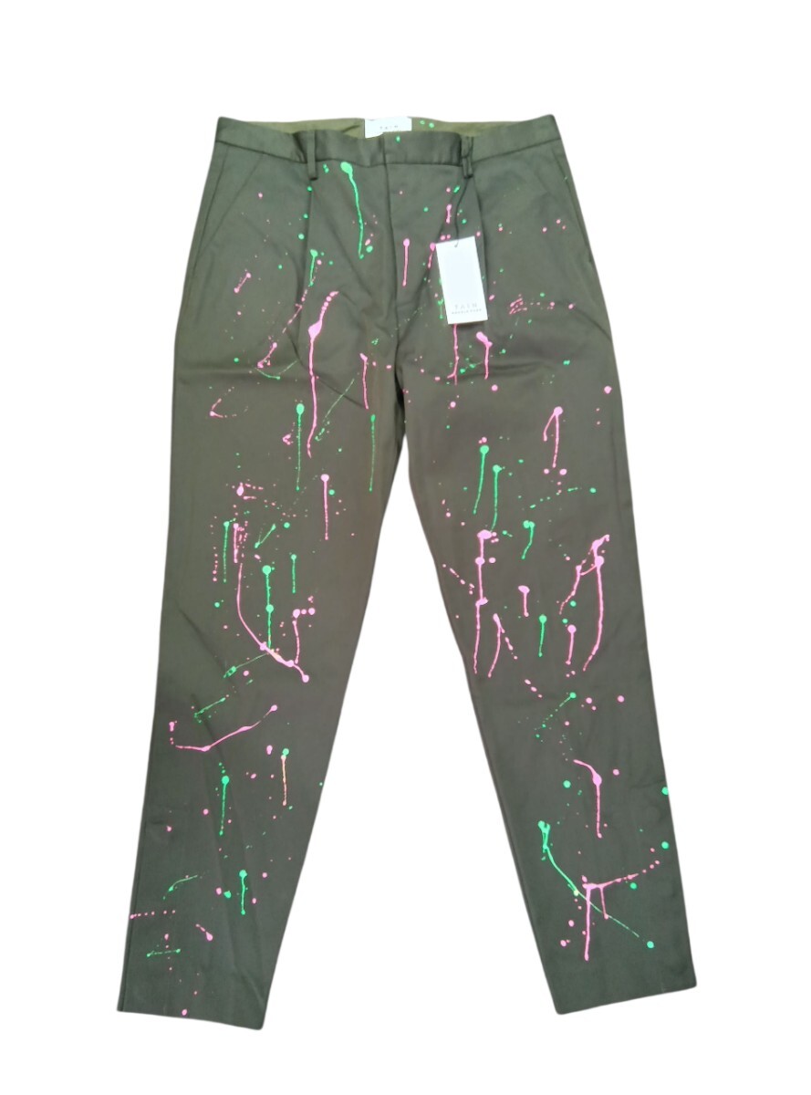 【タグ付き未使用】TAIN DOUBLE PUSH/タインダブルプッシュ チノパンツ パンツ ペンキ加工 ボトムス カーキ Mサイズ