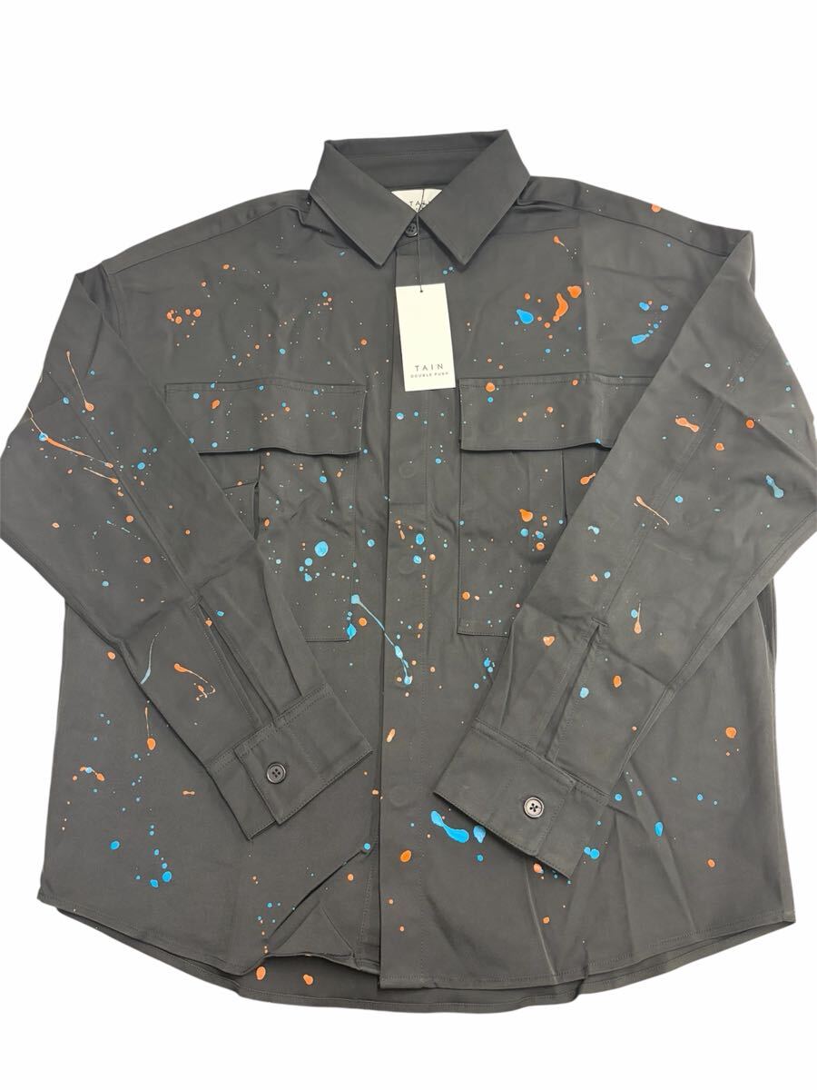 TAIN DOUBLE PUSH ペイントスプラッター シャツ ブラック Mサイズ