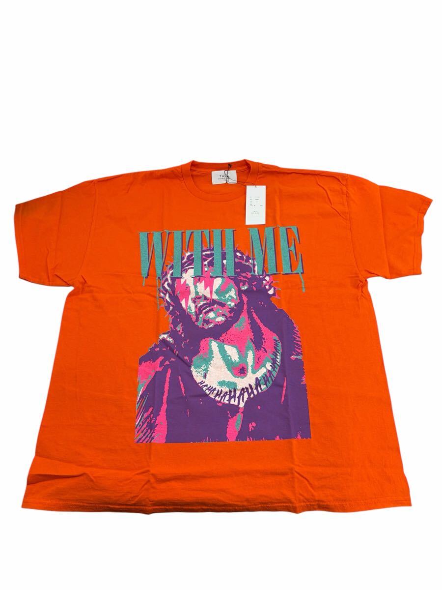 TAIN DOUBLE PUSH WITH ME / WITHOUT ME グラフィックTシャツ オレンジ XLサイズ 