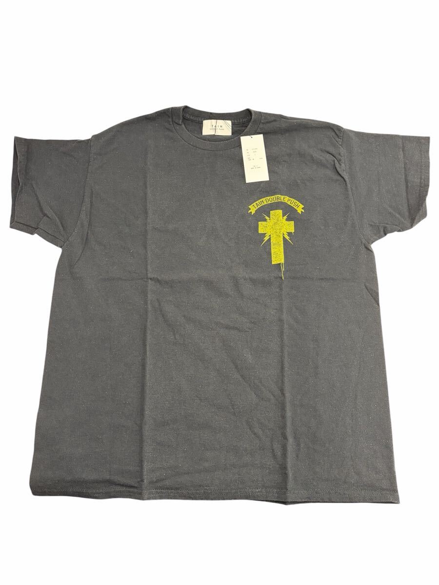 TAIN DOUBLE PUSH WITH ME / WITHOUT ME グラフィック 半袖 Tシャツ ブラック Lサイズ 