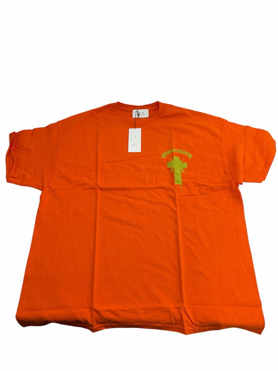 TAIN DOUBLE PUSH WITH ME / WITHOUT ME ショートスリーブ 半袖 Tシャツ オレンジ XLサイズ 