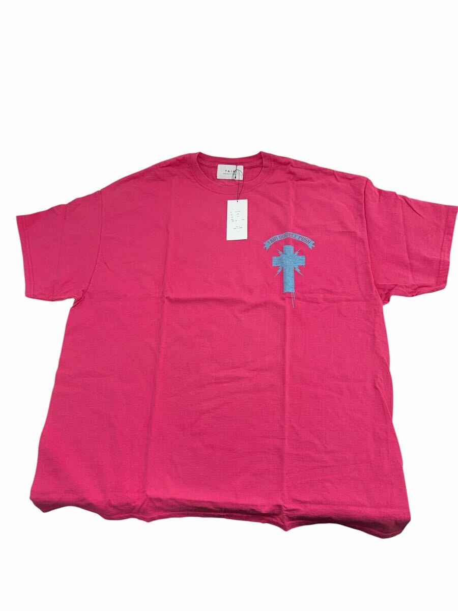 ② TAIN DOUBLE PUSH WITH ME / WITHOUT ME グラフィック 半袖 Tシャツ ピンク XLサイズ 