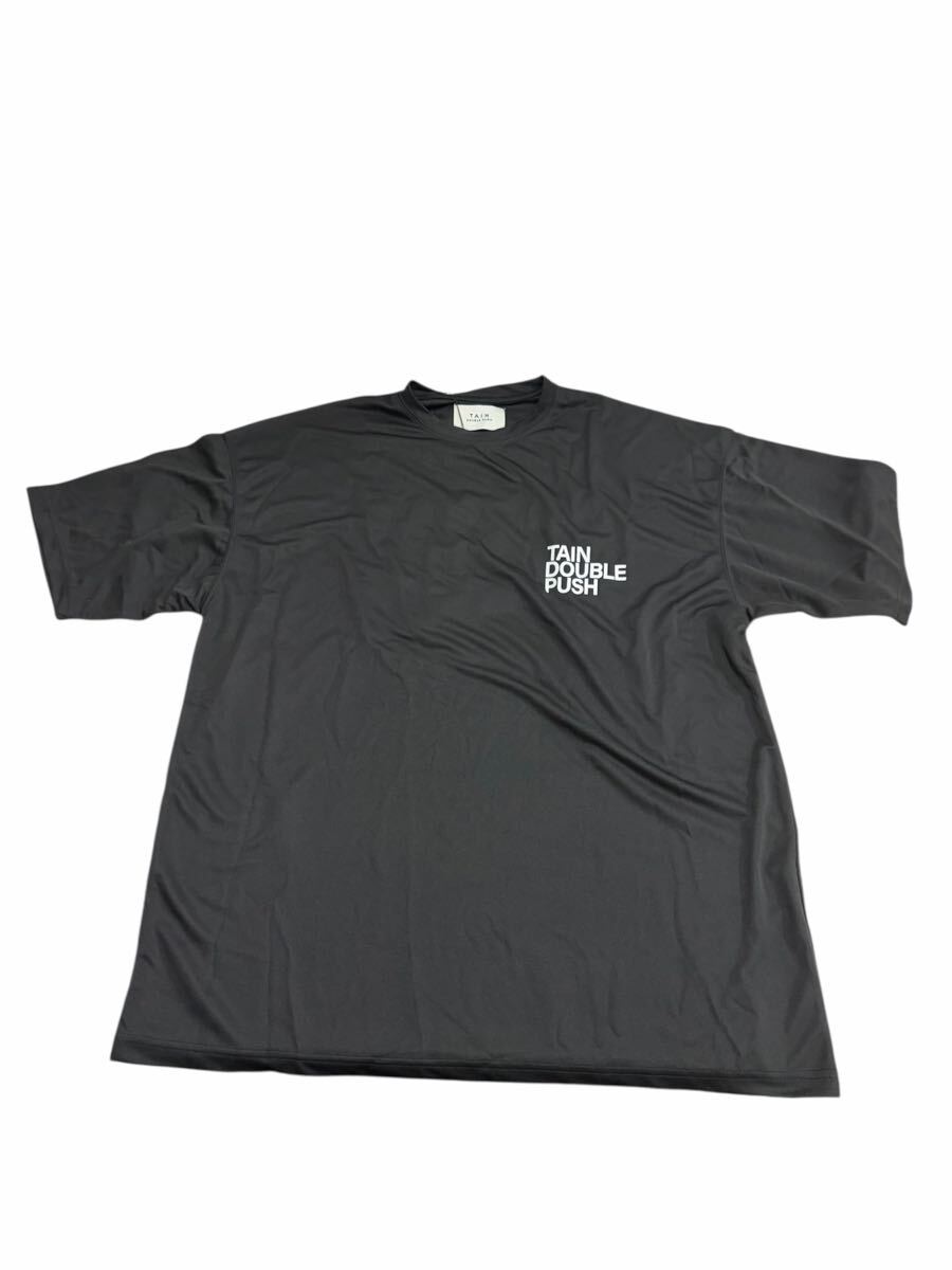 TAIN DOUBLE PUSH ロゴプリント Tシャツ ブラック XLサイズ