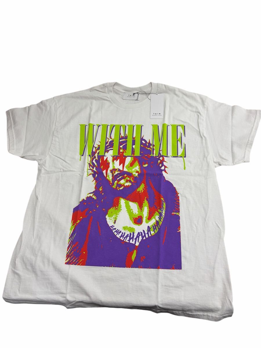 TAIN DOUBLE PUSH WITH ME プリント 半袖 Tシャツ ホワイト Lサイズ 