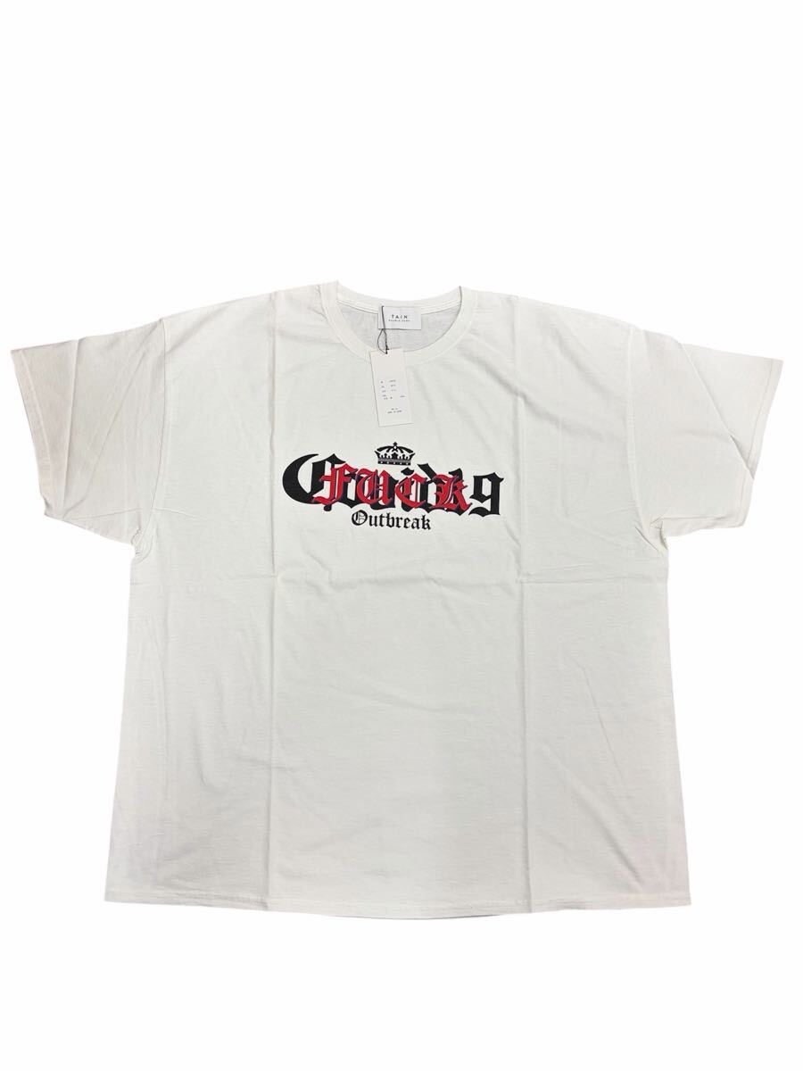 TAIN DOUBLE PUSH ロゴ プリント 半袖Tシャツ ホワイト XXLサイズ