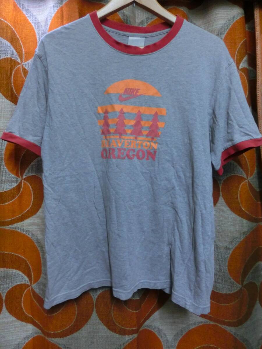 ナイキ NIKE◆00s BEAVERTON OREGON リンガー Tシャツ 半袖　Lサイズ/ビンテージ 