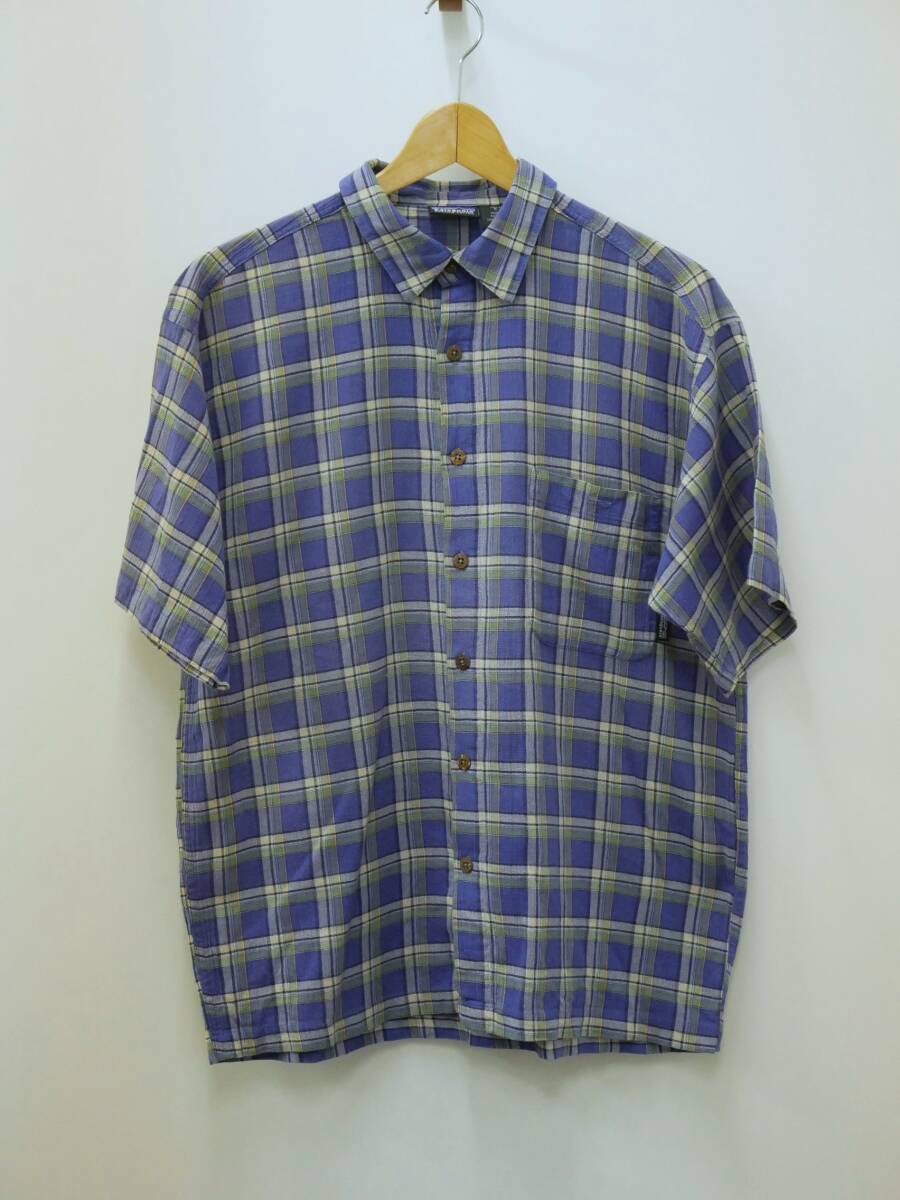 37W VINTAGE patagonia 00s 半袖 シャツ ブルー チェック コットン パタゴニア 2008年製 ポルトガル製 ビンテージUSA古着