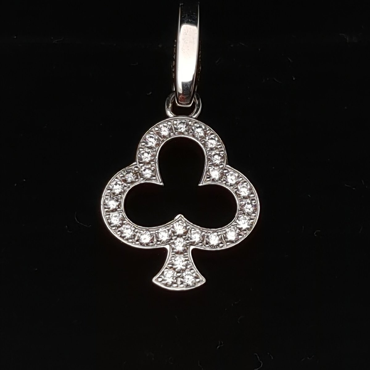 Cartier カルティエ クローバーチャーム K18WG ダイヤモンド ペンダント トップ ケース 箱 保証書付き