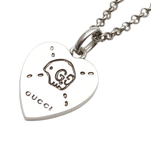 【新品仕上済み】 GUCCI グッチ ゴーストハート ネックレス Ag925 約50cm 純正チェーン スカル シルバー 銀 SV レディース