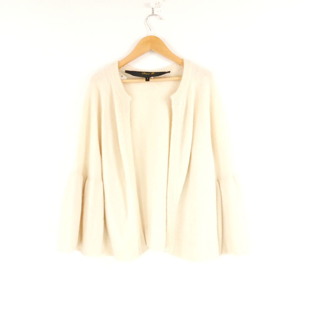 Drawer ドゥロワー 1513-106-3161 カーディガン 1 カシミヤ100％ フレアスリーブ オフホワイト系 レディース AO3304A44