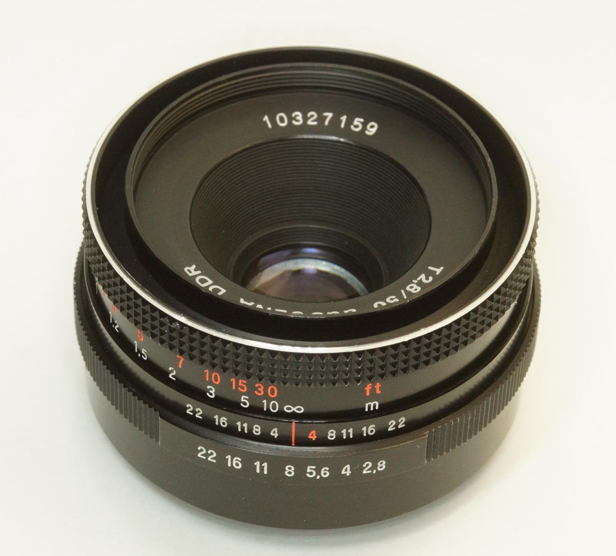 ドイツ製 Carl Zeiss JenaT 2,8/50 M42 911N-159 ブラック 輸出仕様 Tessar 2.8/50 後前期型 A/M切替レバー 旧文字体 赤ft