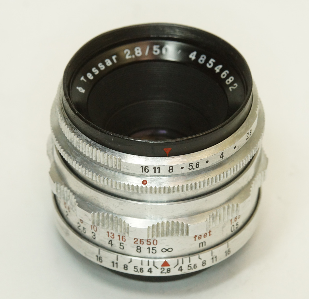 ドイツ製 Carl Zeiss Jena Tessar 2.8/50 M42 912NB-682 Q1 シルバー 絞羽12枚 50年代 プリセットフルマニュアル絞 フィルター径40.5mm