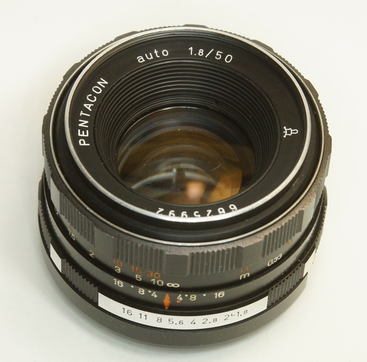 ドイツ製 PENTACON auto 1.8/50 M42 278NB-992 ゼブラ 前期型 絞込ボタン ペンタコンマーク