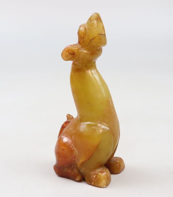 中国美術 和田砡 黄玉 神獣彫置物 TK043