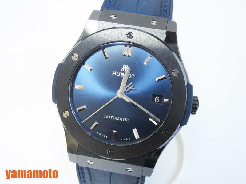 送料無料 HUBLOT ウブロ クラシック フュージョン セラミック ブルー メンズウォッチ 腕時計 自動巻き 511.CM.7170.LR 超美品