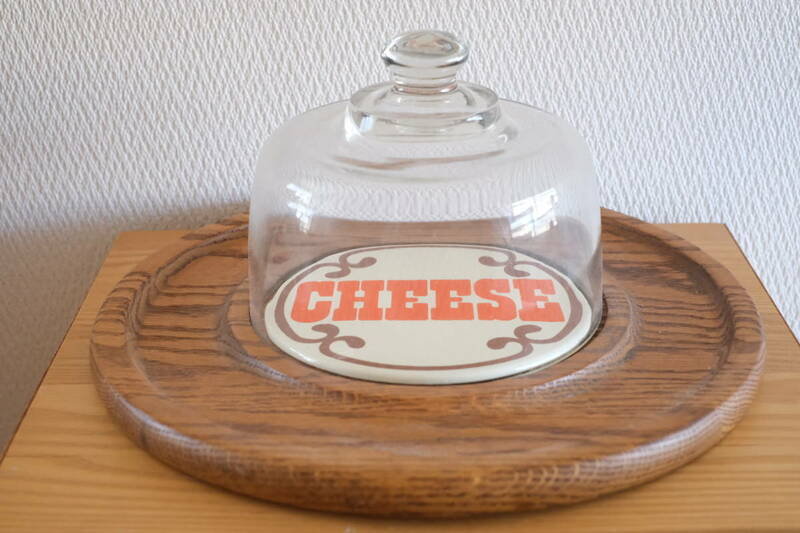 値下げ可 LA購入 美品アメリカ 70s～80s チーズ カッティングボード ガラスドーム 保存