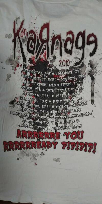 レア バンドTシャツ KORN コーン 2010 WORLD TOUR Tシャツ　白 Lサイズ ロックTシャツ 古着 METALLICA SLAYER METAL VINTAGE