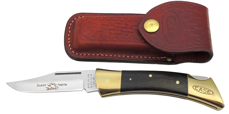 No.250 CASE-USA Folding Hunter Knife,シャーク・ウッドハンドル・革ケース付