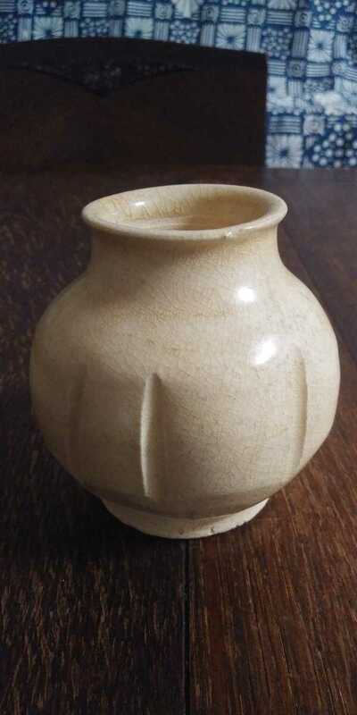 中国　唐時代　白磁阿古陀形壺 