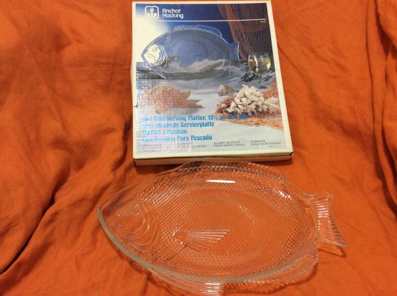 アンカーホッキング☆anchor hocking☆one fish serving platter☆魚☆プラター