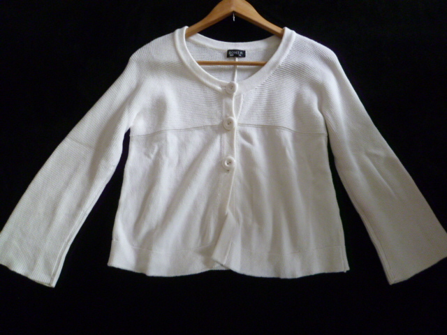 SONIA RYKIEL/ソニアリキエル○白ざっくり編みニットボレロカーディガン38/ホワイトオンワード樫山○②ST1016