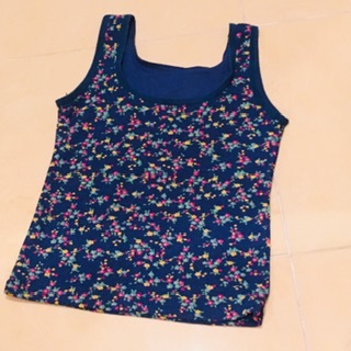 花柄　ノースリーブ　size/ M　紺　日本製　ルームウェア　インナー