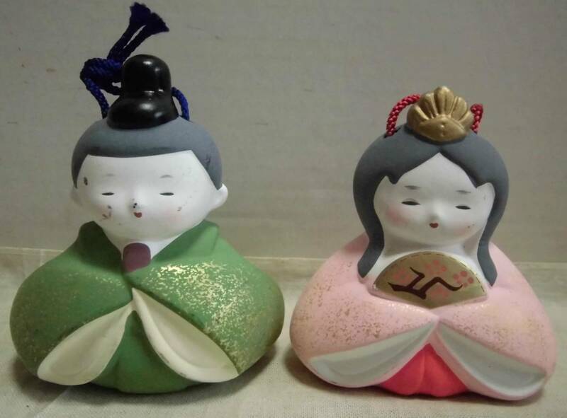 土鈴 雛人形 土人形 親王飾り 日本人形 伝統工芸品 陶人形 飾り物 置物 ひな祭り レトロ