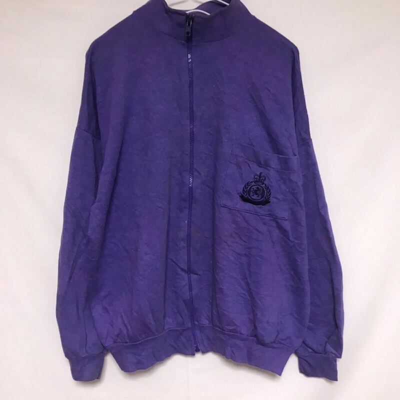 USA製 sksport トラックジャケット 刺繍 ワントーン 紫 パープル 50/50