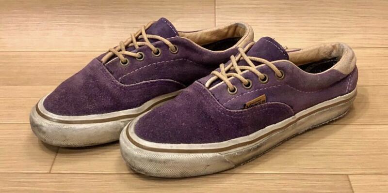 【7-1/2】80'S Vintage ヴィンテージ オリジナル バンズ VANS 革張り 無地 Suede Era Purple USA製 スエード エラ パープル 紫 MV14