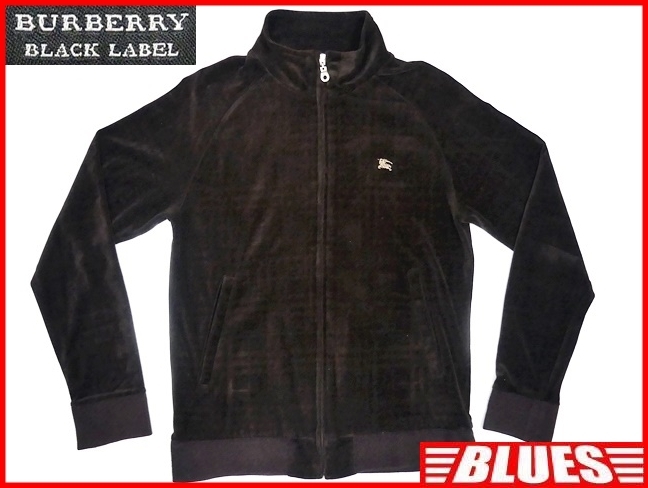 即決★BURBERRY BLACK LABEL★メンズM 廃版 ベロア トラックジャケット バーバリーブラックレーベル 2 茶 ノバチェック 三陽商会 刺繍