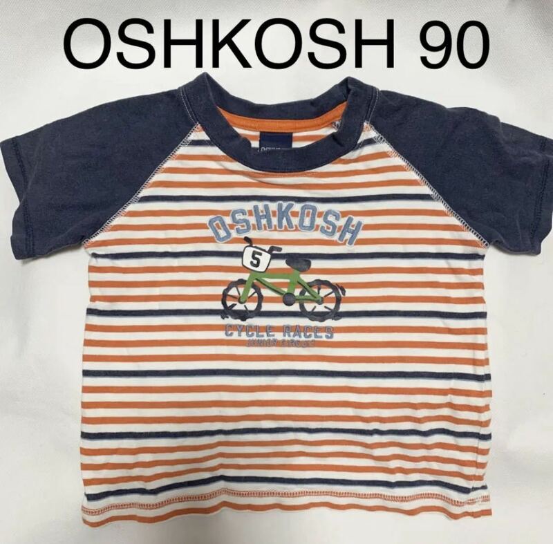 OSHKOSH オシュコシュ 半袖 ボーダー Tシャツ 85 90 半袖Tシャツ 男の子 女の子 兼用 綿100 自転車 おしゃれ 子供服 かわいい