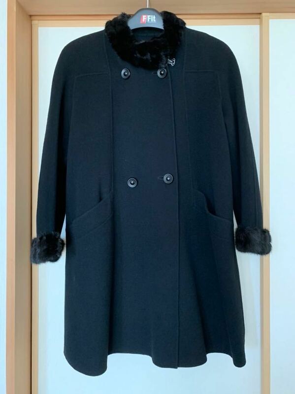 ●SALE● ミンク スタンドカラーコート ブラック ロングコート 