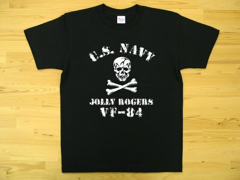JOLLY ROGERS VF-84 黒 5.6oz 半袖Tシャツ 白 M ミリタリー ジョリーロジャース スカル ドクロ U.S. NAVY