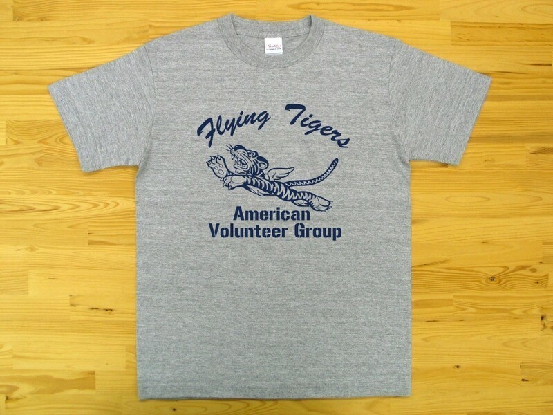 フライング・タイガース 杢グレー 5.6oz 半袖Tシャツ 紺 M ミリタリー AVG Flying Tigers U.S. AIR FORCE